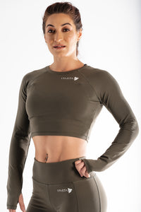 Sparta Ultra-Thermic Crop Long Sleeve - Light Khaki - Sparta Gym Wear 